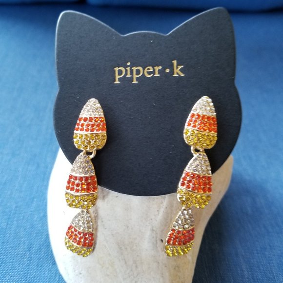 Super-Cute & Fun pair of Candy Corn Halloween Dangle Earrings by Piper • K - NWT - Picture 4 of 8
